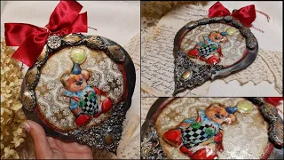 Vintage christmas ornament ♡Decoupage 3D♡Tutorial dla Zielone Koty
