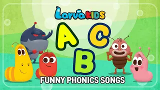 ★FUNNY PHONICS SONGS★ | ABC song | Larva KIDS | compilation | 10min