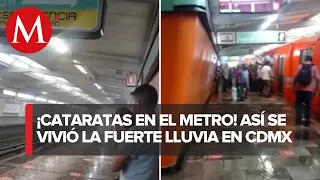 Fuertes lluvias inundan varias estaciones del Metro de la CdMx