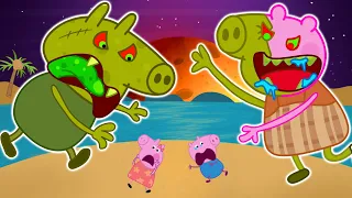 Lost On A Deserted Island: Daddy Pig and Mummy Pig Turn Into ZOMBIES | Peppa Pig Funny Animation