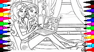 Coloring Pages BARBIE on her Laptop Coloring Book Kids Fun Art Activities Videos for Children