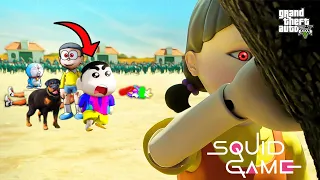 GTA 5 Shinchan, Franklin & Doraemon Play Hide And Kill With Squid Game Doll