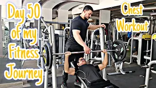 Day 50 of my Fitness Journey || Chest workout || Daily Gym workout videos