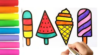 How to Draw and color Ice Cream | ICE CREAM Painting and Coloring for Kids and Toddlers
