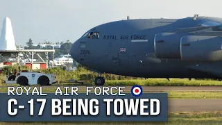 (4K) Aviation Bermuda | Royal Air Force Boeing C-17 being towed | Planespotting