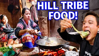 Hill Tribe Food!! WILD BANANA BLOSSOM with Lahu People - Mountain Village!