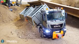 GREAT RC TRUCK MAN TGS 3-AXLE SCALEART, FIRST TEST RUN!! HYDRAULIC THREE SIDES TIPPER WITH TRAILER