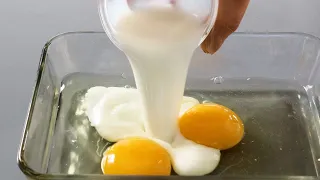 Pour milk into eggs! I make this breakfast for my kids almost every day