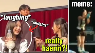 Haerin imitates her Viral 'Water Meme' During Fansign