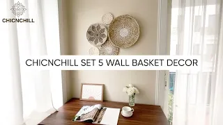 Set of 5 Woven Basket Wall Decor with Boho Design