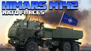 M142 HIMARS. NATO forces. Military parade in Estonia 2023.