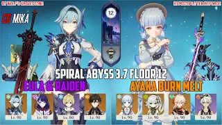 [GI] C0 Eula Raiden (C6 Mika) & C1 Ayaka Burn Melt - Spiral Abyss 3.7 - Floor 12 (9 Stars)