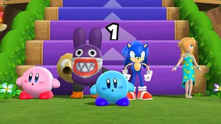 Mario Party 9 - Step it Up Kirby Vs Nabbit Vs Sonic Vs Rosalina (Master Difficulty)