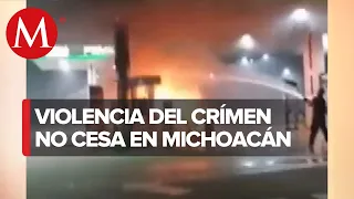 Grupo armado balea e incendia gasolinera en Zitácuaro, Michoacán; no hay víctimas