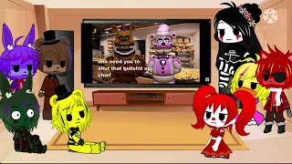 FNAF 1, Marrionette, Springtrap & Circus Baby reacts Bread Bank Gacha Club