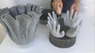 Fresh Ideas For Cement Pot Using Cloth And Gloves