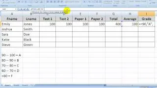 MS Excel, the "IF" Function, & Letter Grades
