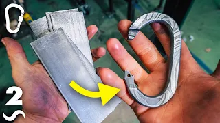 Making a Homemade CARABINER from Damascus Steel! Part 2