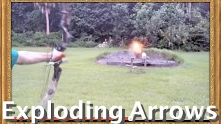 Exploding Arrows with compound bow! [Arrow filled with black powder, capped w/ shotgun primer]