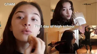 FIRST DAY OF HIGH SCHOOL GRWM (makeup, hair, outfit) / JUNIOR YEAR /MINI VLOG 2019