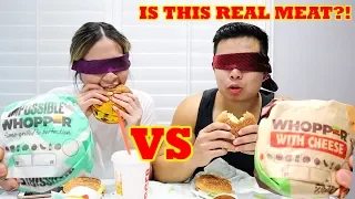 Vegan Burger King Impossible Whopper vs Whopper TASTE TEST + REVIEW!
