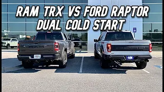 DUAL COLD START: 2021 RAM 1500 TRX VS 2021 FORD F150 RAPTOR