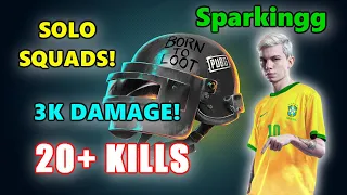 STK Sparkingg - 20+ KILLS (3K DAMAGE) - SOLO SQUADS! - PUBG