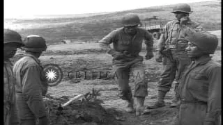 United States 969th Field Artillery men fire a 155 mm howitzer in Luxembourg, Fra...HD Stock Footage