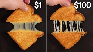 $1 Grilled Cheese Sandwich vs $100 | Guga Foods