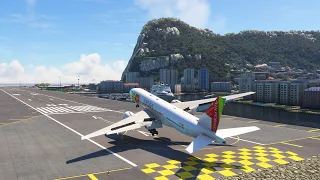 DANGEROUS LANDING!! TAP AIR PORTUGAL BOEING 777 HARD LANDING AT GIBRALTAR AIRPORT