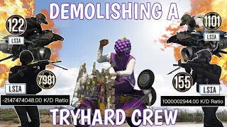 Demolishing a Tryhard Crew by Memeing on them! | GTA Online