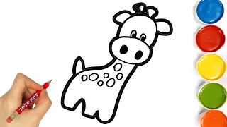 How to draw Baby Giraffe  -Colouring for Kids & Toddlers |Draw, Paint and Learn _ Toto Art