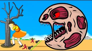 If Attack On Titan Godzilla - PACMAN Vs BOSS DOLL Titan Playing Squid Game Animation | 어몽어스 오징어 게임