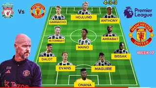 Manchester united Vs Liverpool🔴potential starting line up/Head to Head!! premier league match week17