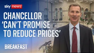 Chancellor Jeremy Hunt 'can't promise to reduce prices'