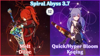 NEW Spiral Abyss 3.7 - C0 Melt Diluc & C0 Quick/Hyper Bloom Keqing Full Star Clear!