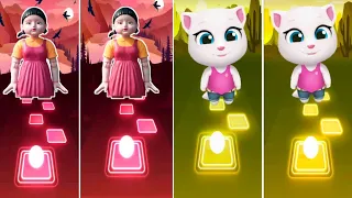 Squid Games VS Talking Angela   Tiles hop EDM Rush music Games Video America 2022Tiles hop music Tv