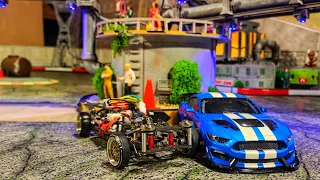 Rc drift car da3s Ford Mustang Shelby GT500 on track  Factory zone