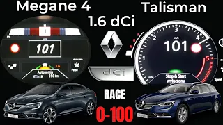 Renault Talisman 1.6 dci 160 Hp VS Renault Megane 1 6 dCi 165 Hp 0-100 hız deneme yarışı incelme