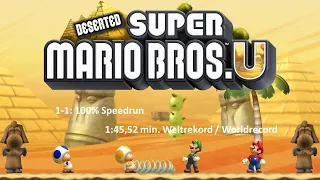 Deserted Super Mario Bros. U (NSMBU HACK) Speedrun (1-1 100%) 1:45,52 min. (WELTREKORD/WORLDRECORD)