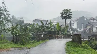 Rain in a beautiful village on a hill||Indonesian village||fall asleep in 5 minutes