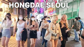 [4K] Hongdae Seoul night walk-Hongdae street a lot of nightlife kinds of fashion on the week