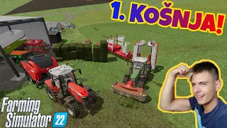 1. KOŠNJA LETOŠNJEGA LETA!!! (SKRITA KMETIJA #19) [FS22 SLO]