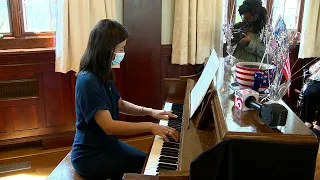 Boston mayor Michelle Wu plays piano for West Roxbury seniors