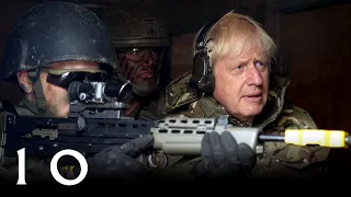 Boris Johnson joins Ukrainian & British troops on a military exercise