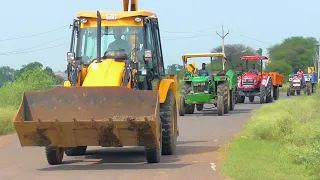 JCB 3dx Loading Mud in Trolley With 4wd Mahindra Arjun NOVO 605 John Deere Eicher 242 Tractors