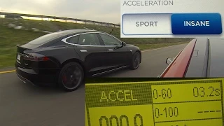 Tesla Model S P85D Insane vs Sport Mode Testing 0-60 MPH in 3.17 Seconds