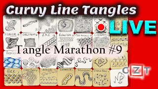 How to draw tangles - Curvy  Line Tangles  - Draw with CZT - Tangle Marathon - Day #9