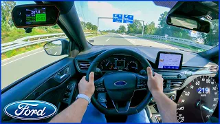 Ford Focus Hybrid 155HP (2021) - Autobahn Top Speed Drive POV