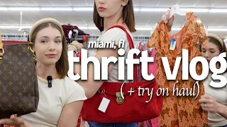 thrifting for SPRING in MIAMI 🌸 + try on haul | thrift vlog #29